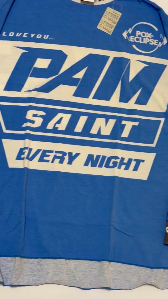 SAINT Mxxxxx Make the printing look distressed and white. Correct accessories. Customized co-branded model with P.A.M. wash mark.